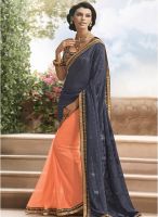 Touch Trends Blue Embroidered Saree