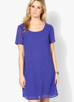 Vero Moda Blue Colored Solid Skater Dress