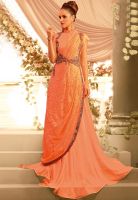Viva N Diva Orange Colored Embroidered Maxi Dress
