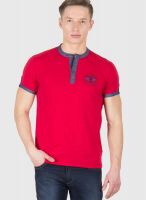 Wilkins & Tuscany Red Solid Henley T-Shirts