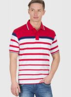 Wilkins & Tuscany White Striped Polo T-Shirts