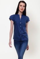 Yepme Short Sleeve Solid Blue Shirt