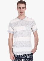Zobello Grey Striped V Neck T-Shirt