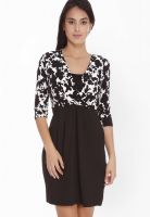 109F Brown Colored Printed Skater Dress