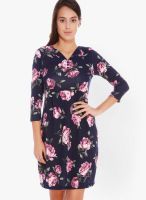 109F Navy Blue Colored Printed Bodycon Dress