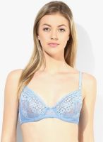 About U Blue Embroidered Under Wired- Non Padded Bra