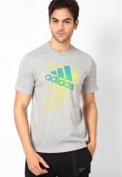 Adidas Grey Printed Round Neck T-Shirts
