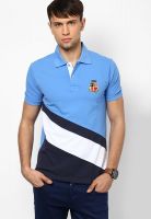 American Swan Light Blue Solid Polo T-Shirts