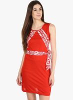 Athena Red Printed Bodycon Dress