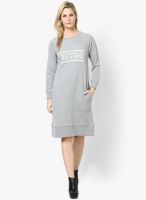Atorse Grey Colored Solid Shift Dress