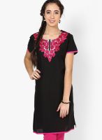 Aum Black Embroidered Kurtis