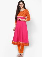 Aum Pink Printed Anarkali