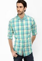 Basics Checks Green Casual Shirt