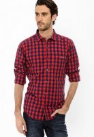 Basics Checks Red Casual Shirt