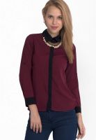 Belle Fille Maroon Solid Shirt