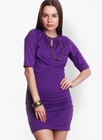 Belle Fille Purple Colored Solid Asymmetric Dress