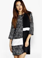 Boohoo Black Grace Contrast Woven Shift Dress