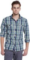 Breakbounce Men's Checkered Casual Green Shirt