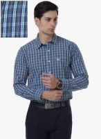 Cotton County Premium Blue Checked Slim Fit Formal Shirt