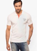 Cult Fiction White Solid Polo T-Shirts