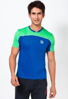 Edge Blue Solid Round Neck T-Shirts