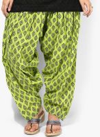 F Loop Green Printed Cotton Blend Patiala Dupatta Set