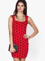 Faballey Red Colored Printed Bodycon Dress