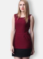 Faballey Red Colored Solid Shift Dress
