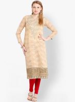 Folklore Beige Embroidered Kurta