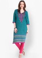 Folklore Blue Embroidered Kurtas