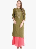 Folklore Olive Solid Kurtas