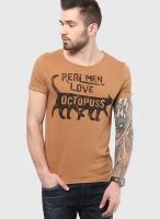 Forca By Lifestyle Brown Round Neck T-Shirt