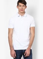 French Connection White Solid Polo T-Shirts