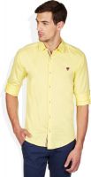 GHPC Men's Solid Casual Yellow Shirt