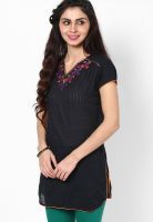 G Black Embroidered Kurtis