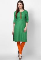 G Green Solid Kurta