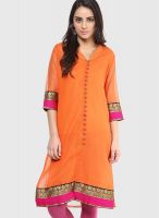 G Orange Solid Kurta