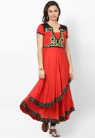 G Red Embroidered Anarkali