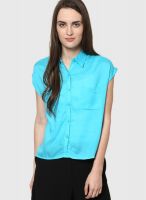 Ginger By Lifestyle Blue Solid Shirt