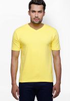 Globus Yellow Solid V Neck T-Shirts