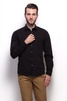 Grasim Men's Solid Casual Black Shirt