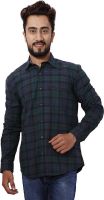 Gustrow Men's Checkered Casual Green Shirt