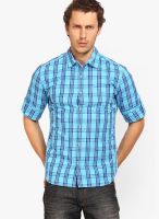 Highlander Checks Aqua Blue Casual Shirt