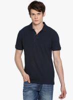 Highlander Navy Blue Solid Polo TShirt