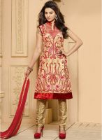Hypnotex Beige Embroidered Dress Material