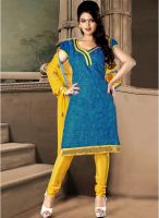 Hypnotex Blue Embroidered Dress Material