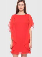 ITI Red Colored Solid Shift Dress
