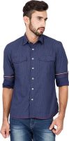 IDENTITI Men's Polka Print Casual Blue, White Shirt