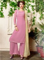 Inddus Mauve Embroidered Dress Material