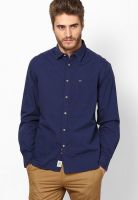 Indian Terrain Navy Blue Solid Casual Shirt